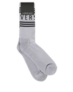 Versace Logo Intarsia Striped Socks