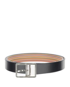 Paul Smith Logo Engraved Signature Striped Buckle Belt