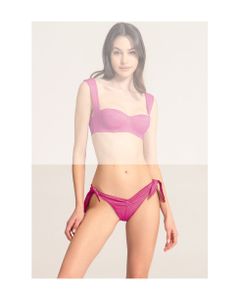 Marion Zimet Bikini Bottom With Wide Adjustable Laces In Lurex