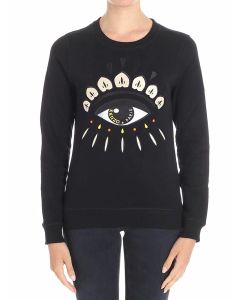 Black sweatshirt with eye embroidery