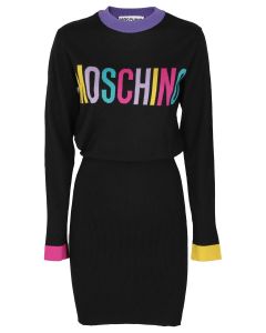 Moschino Logo Intarsia Knitted Sweater Dress