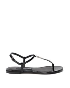 Patent leather thong sandals