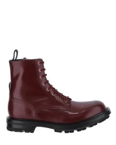 Alexander McQueen Round Toe Lace-Up Boots