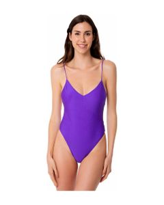 Woman Purple One Piece Swimsuit