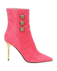 Balmain Roni Boots In Suede With Monogram
