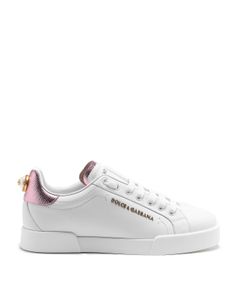 Portofino maxi pearl white leather sneakers