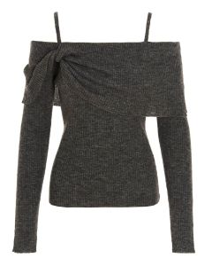 Pinko Off-Shoulder Straight Hem Knitted Top