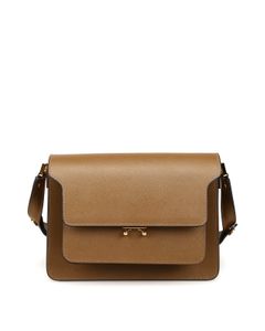 Brown saffiano leather shoulder bag