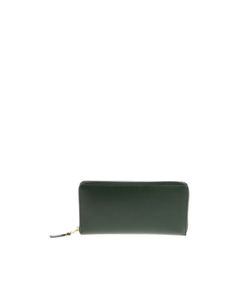 Army green zip around leather wallet