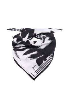Alexander McQueen Logo-Printed Stripe Trim Scarf