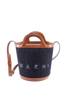 Marni Logo Printed Denim Bucket Bag