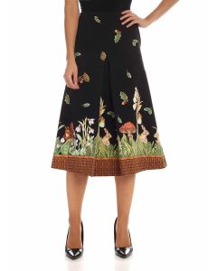 Forest printed skirt in black