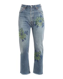 Rhinestone flowers jeans