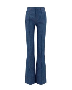 Saint Laurent Zip Detailed Straight Leg Jeans