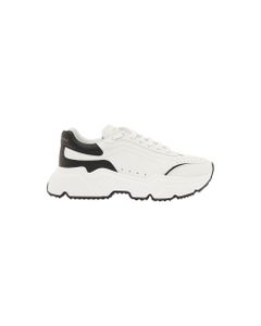 Daymaster White And Black Leather Sneakers With Logo Dolce & Gabbana Man