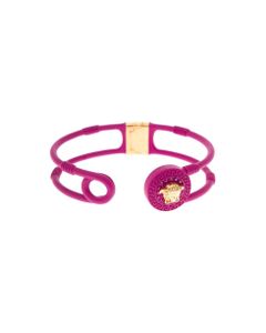 Versace Woman's Pink Metal Safety Pin Bracelet With Medusa Detail
