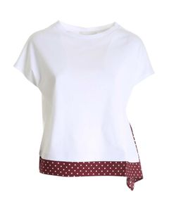 Polka dot detail t-shirt in white