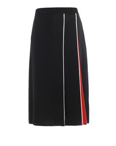 Asymmetric pleat colour block midi skirt