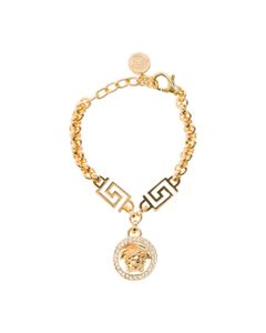 Gold Brass Bracelet With Medusa Charm Versace Woman