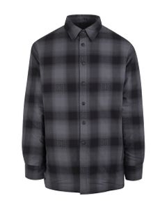 Man Grey Quilted Flannel Shirt Jacket With 4g Checks