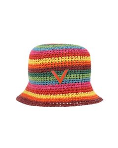 Valentino VLogo Plaque Rainbow Bucket Hat