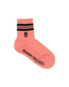 Alexander McQueen Striped Logo Intarsia-Knit Socks