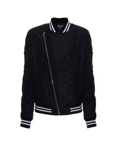 Black Nylon Jacket With Oblique Zip