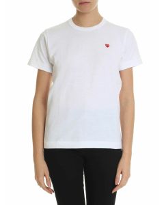 White t-shirt with red heart