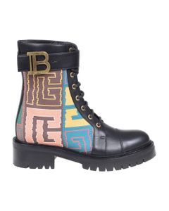 Balmain Romy Boots In Fabric With Embroidered Monogram