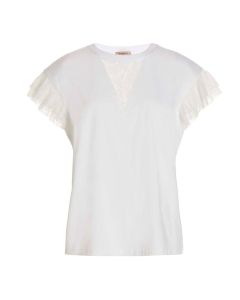 TWINSET Lace-Panel Round-Neck Top