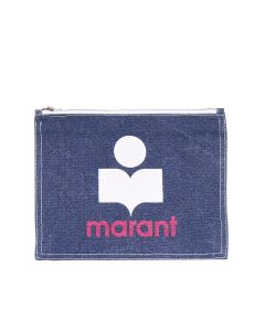 Isabel Marant Logo Detailed Zip-Up Clutch Bag