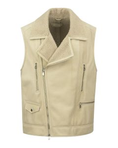 Leather sleeveless jacket