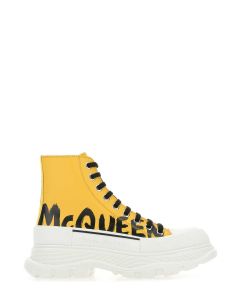 Alexander McQueen Logo Printed Tread Slick Boots