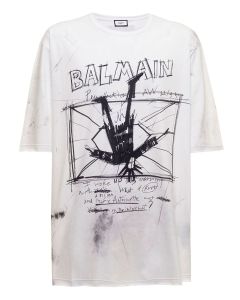 Balmain Distressed Graphic-Printed T-Shirt
