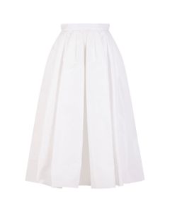 Woman Midi Circle Skirt In White Polyfaille
