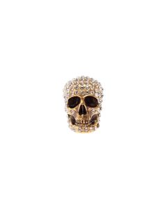 Alexander Mcqueen Woman's Pave Skull Brass Earring With Crystals