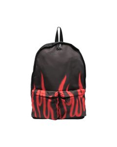 Polyester Black Backpack W/red Spray Flames