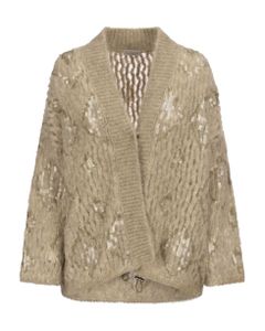 Dazzling Diamond Embroidery Mohair And Wool Cardigan