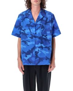 Valentino Camouflage Printed Straight Hem Shirt