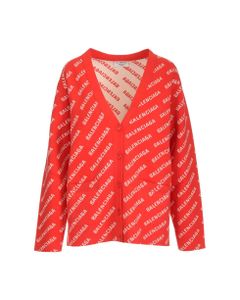 All Over Logo Printed Knitted Cardigan