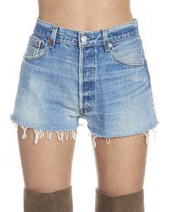 RE/DONE High-Waisted Frayed Hem Shorts