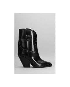 Leyane Texan Ankle Boots In Black Leather