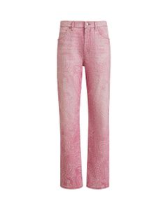 Woman Jeans In Pink Liquid Paisley Denim