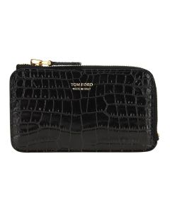 Tom Ford Logo Printed Embossed Zipped Wallet