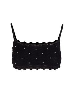 Woman Black Lace Knitted Bralette With Hotfix
