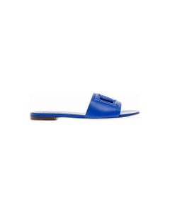 Dolce & Gabbana Woman's Bluette Leather Mules With Logo