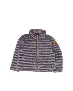 Quilted padded jacket in laminated blue