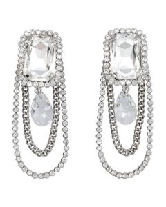 Crystal Drop And Chain Earrings