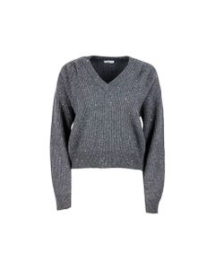 Long-sleeved V-neck Sweater In Cashmere And Wool