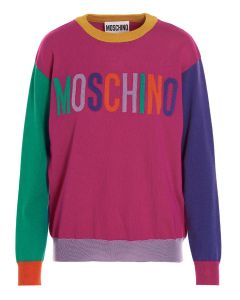Moschino Logo-Intarsia Knitted Crewneck Jumper